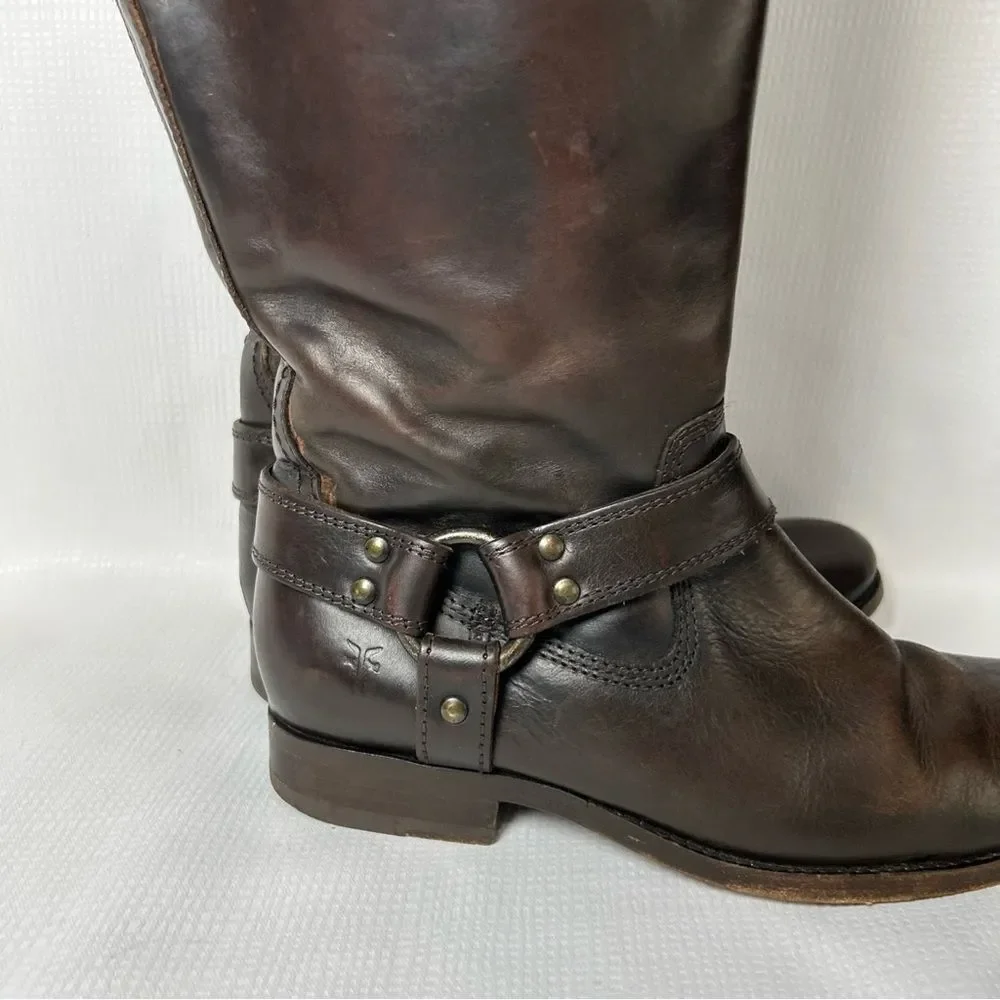 FRYE Melissa Brown Leather Zip Knee High Riding Boots Womens Sz 7 B Style 76929 - Picture 5 of 13